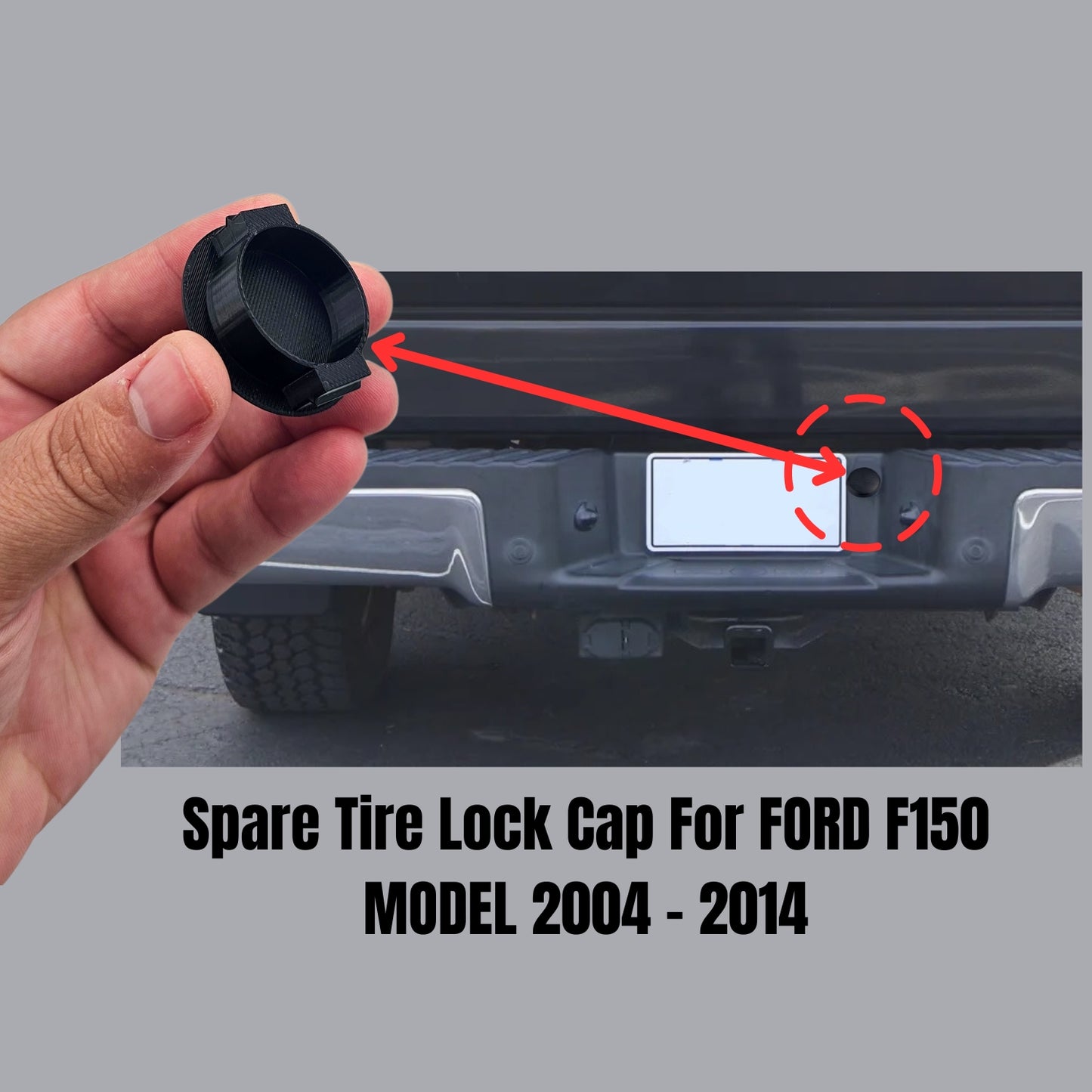 Spare Tire Lock Cap Replacement for Ford F150 2004-2014, Black Protective Key case