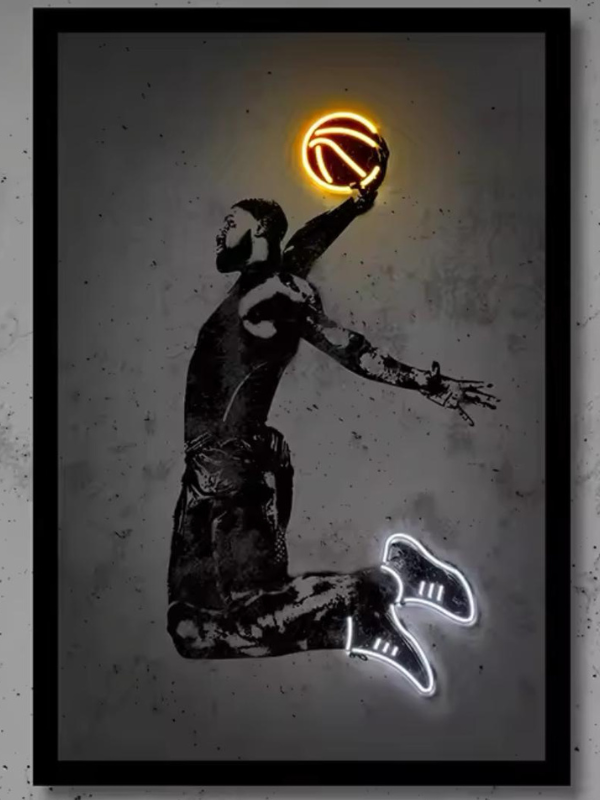 Neon Basketball Sport Print Canvas Painting Football Art Poster Neon Graffiti Concrete Wall Picture For Living Room Home Decor